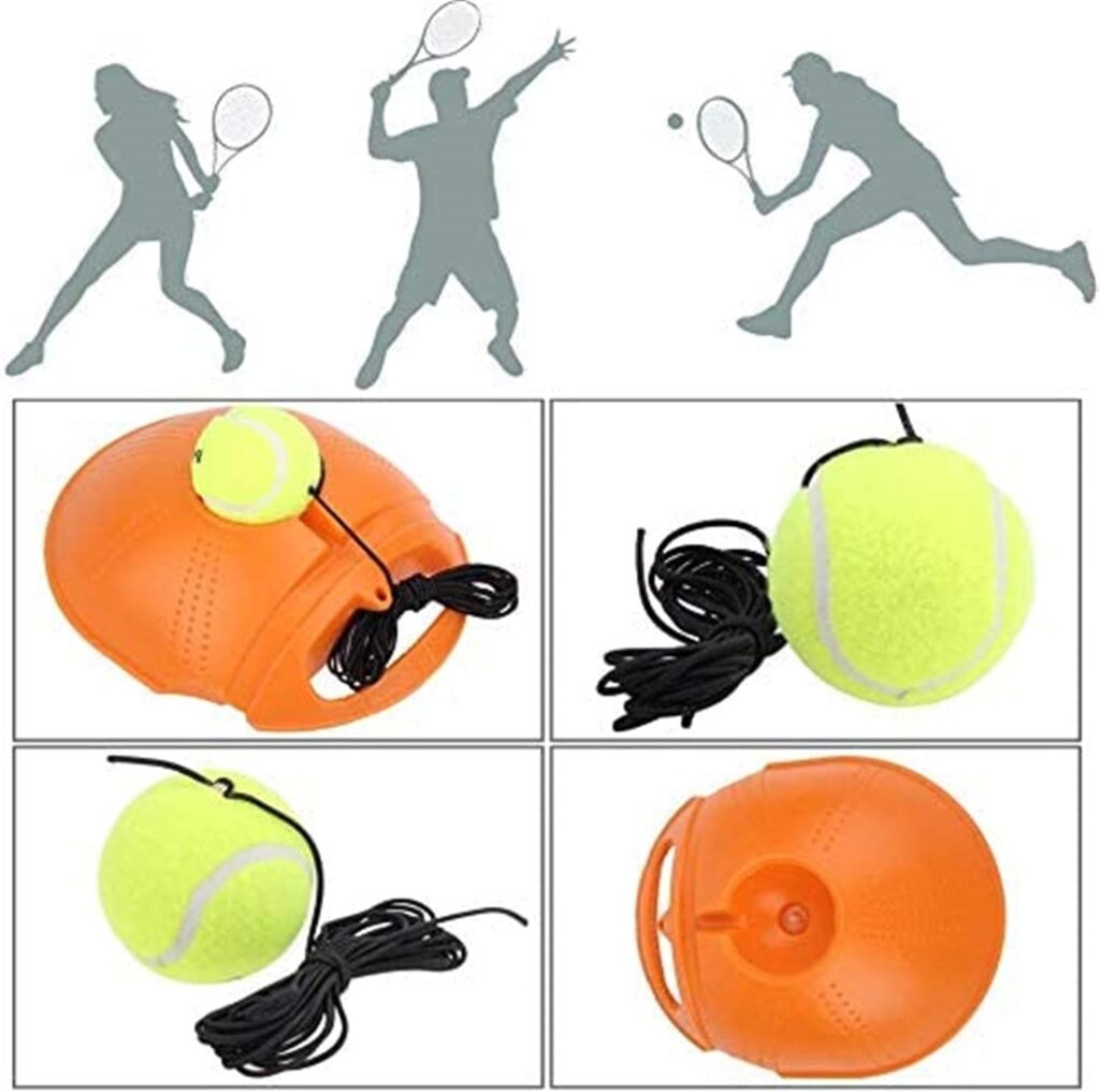 Tennis Trainer Rebound Ball Tennis Trainer Set with 2 Balls with Rope Trainer Baseboard,Self-Study Practice Training Tool Training Gear for Adult Solo Training Kids Player Beginner