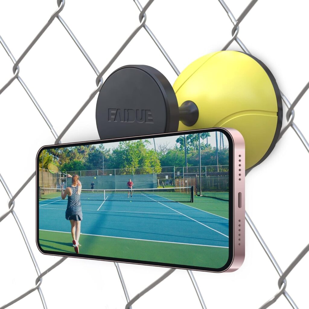 Tennis Training Equipment | Phone Fence Mount for iPhone/Smartphone | Tennis Practice Equipment: Record, Stream and Relive Your Matches and Training Sessions | Tennis Accessories for Men by FAIDUE