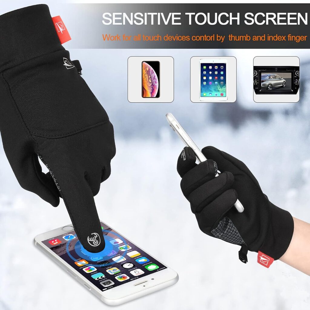 TOLEMI Thermal Gloves, Winter Gloves Running Warm Liner Gloves Anti-slip Touch Screen Gloves for Men Women Sport Walking Riding Driving Cycling