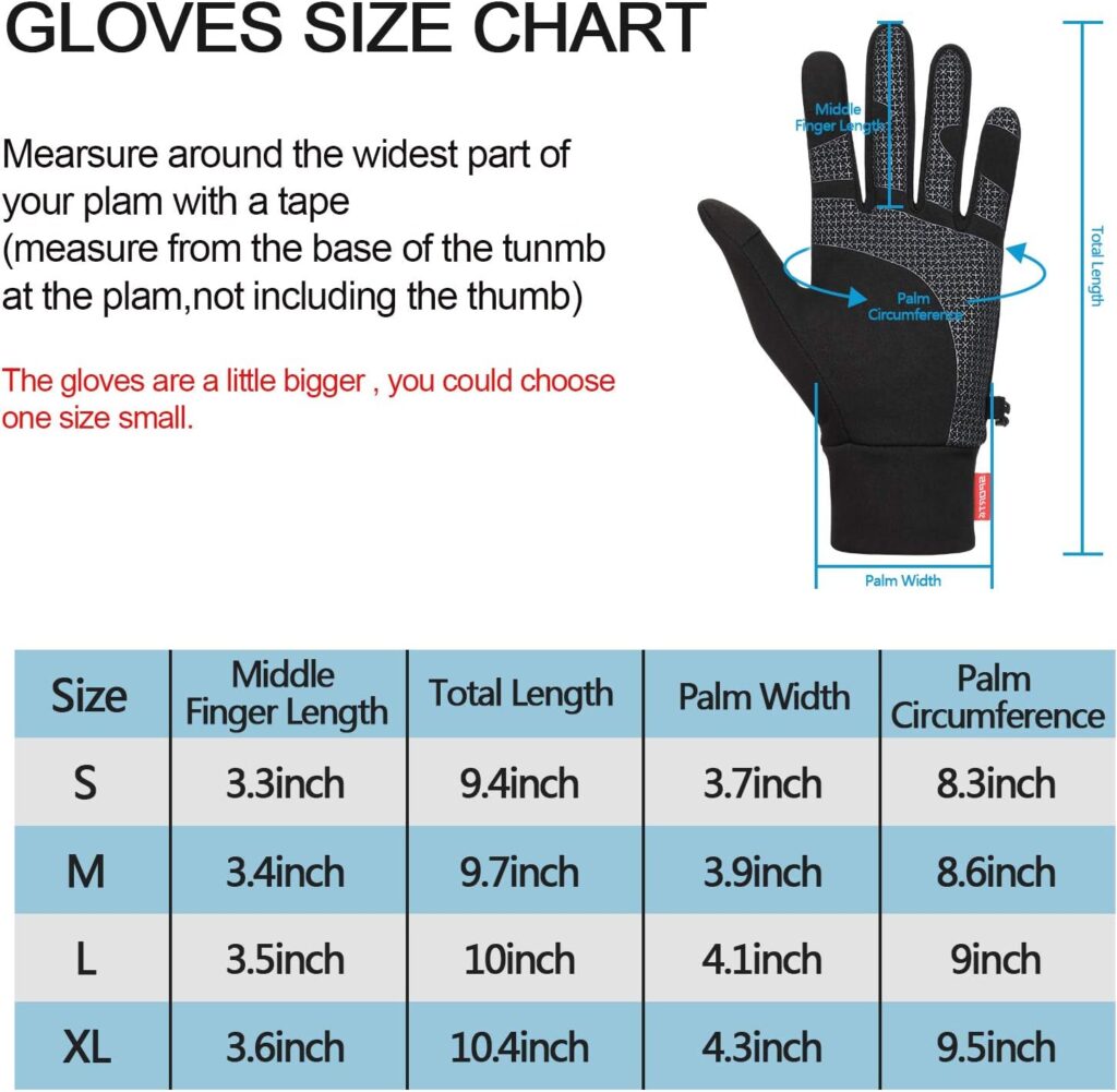 TOLEMI Winter Gloves Running Thermal Liner Gloves Warm Gloves Anti-slip Touchscreen Gloves for Men Women Sport Walking Riding Driving Cycling