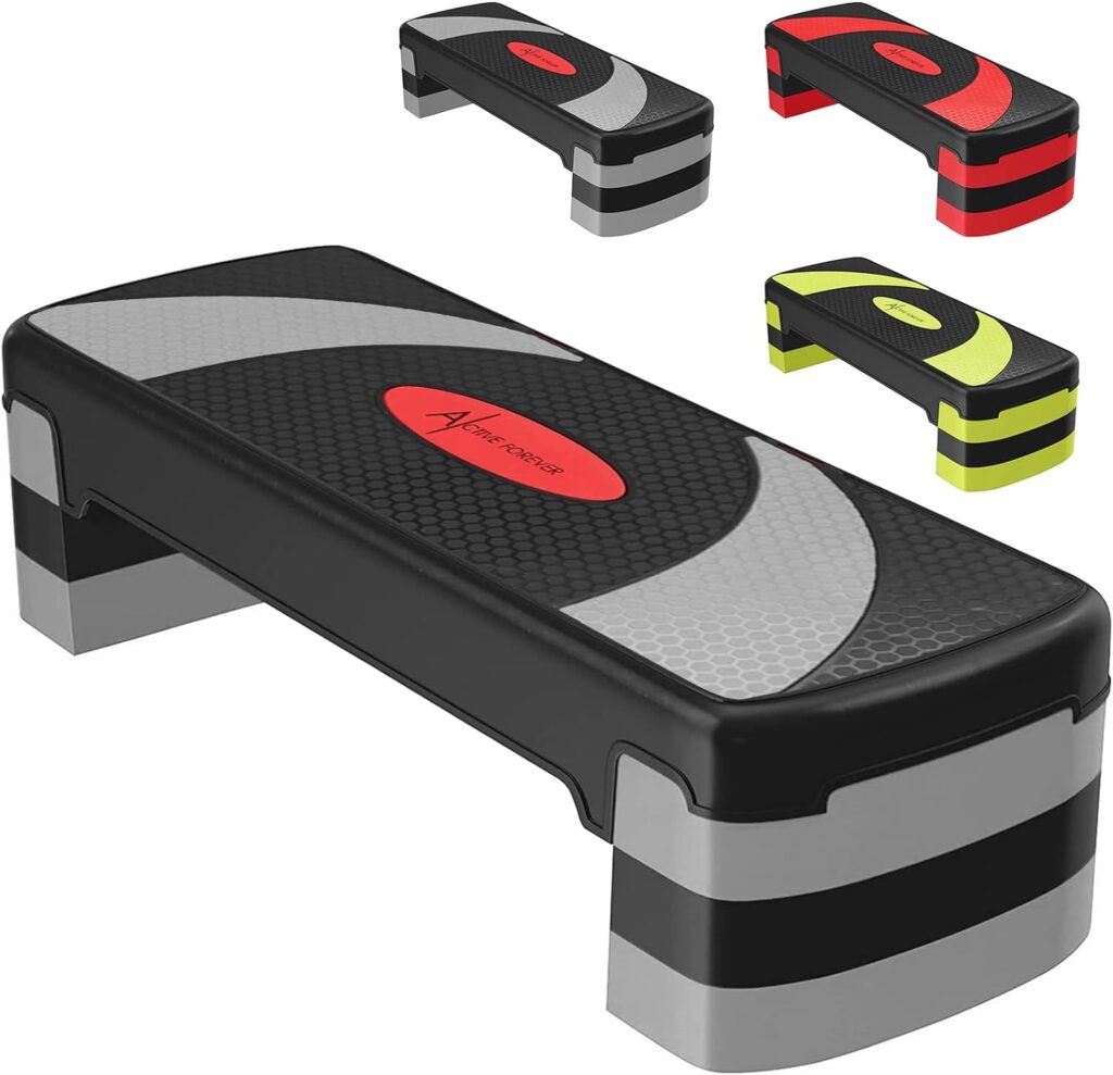 ACTIVE FOREVER Steppers for Exercise 3 Levels, Aerobic Step Board, Adjustable Height 10cm/15cm/20cm, Steps Equipment for Home Office