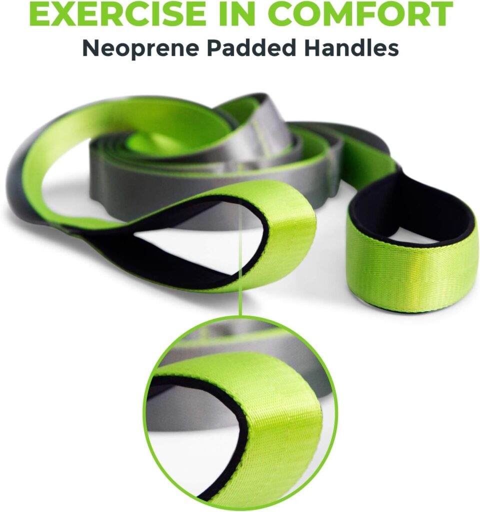 Gradient Fitness Stretching Strap, Premium Quality Multi-Loop Strap, Neoprene Padded Handles, 12 Loops, 1.5 W x 8 L