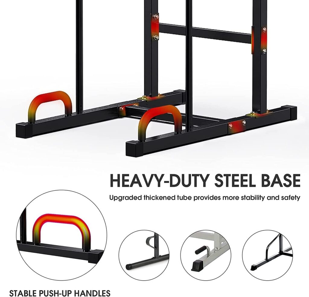 JX FITNESS Power Tower Adjustable Dip Station Pull up Bar Push Up Workout Abdominal Exercise Home Gym Tower Body Building