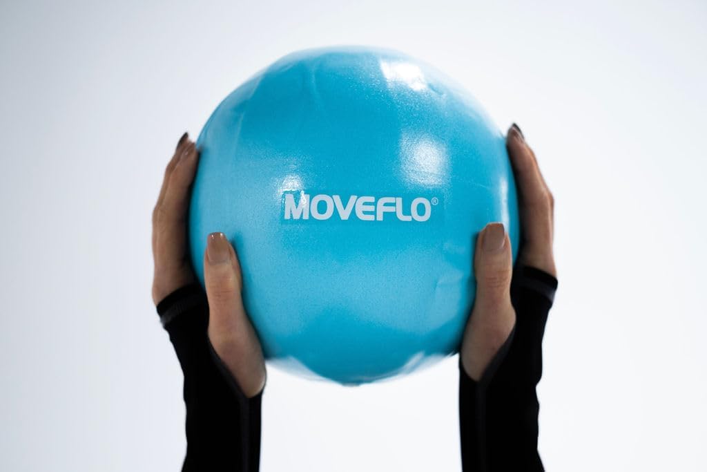 Moveflo Pilates Ball | Blue 23-25cm Soft Exercise Ball | Pelvic Health Exercise | Mini Gym, Yoga, Pilates, Physical Therapy Ball | Studio, Gym, Office or Home Equipment