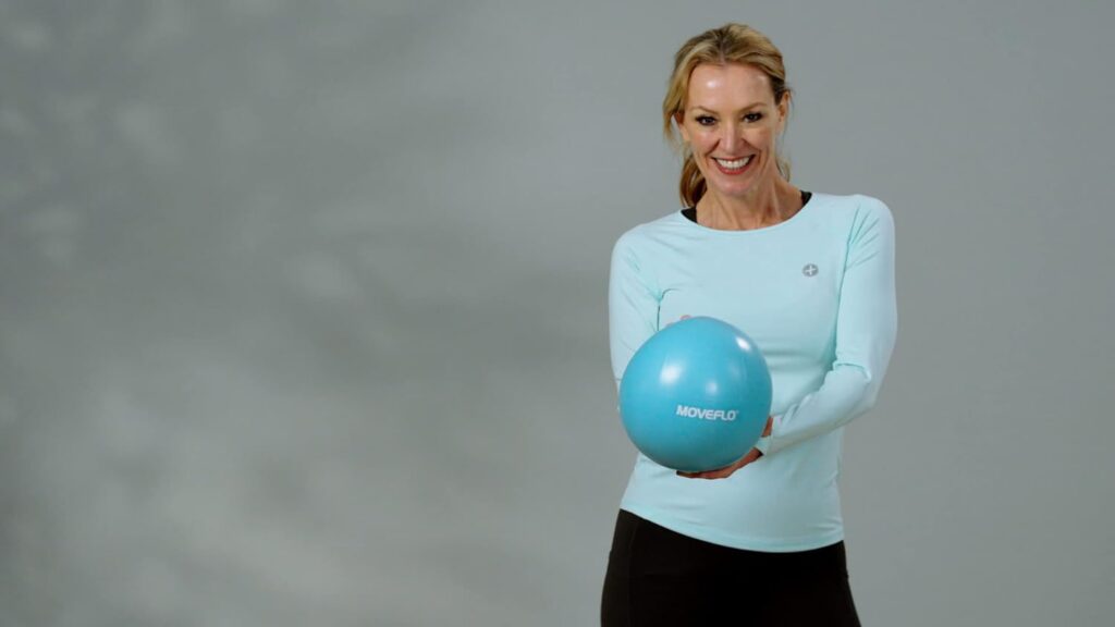 Moveflo Pilates Ball | Blue 23-25cm Soft Exercise Ball | Pelvic Health Exercise | Mini Gym, Yoga, Pilates, Physical Therapy Ball | Studio, Gym, Office or Home Equipment