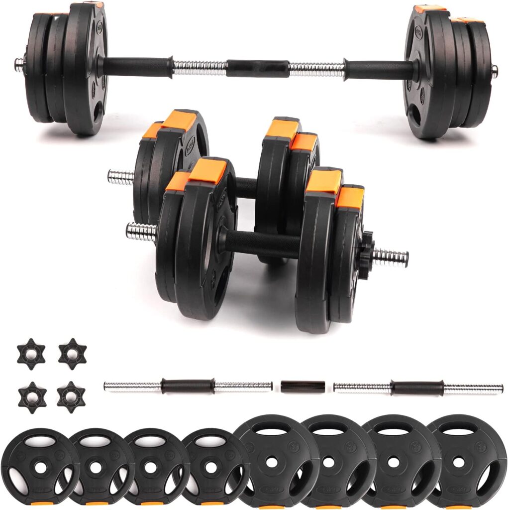 Phoenix Fitness Dumbbells Weight Set - Adjustable 2-in-1 Barbell Set for Exercise, Muscle and Strength Training - Weight: up to 15kg