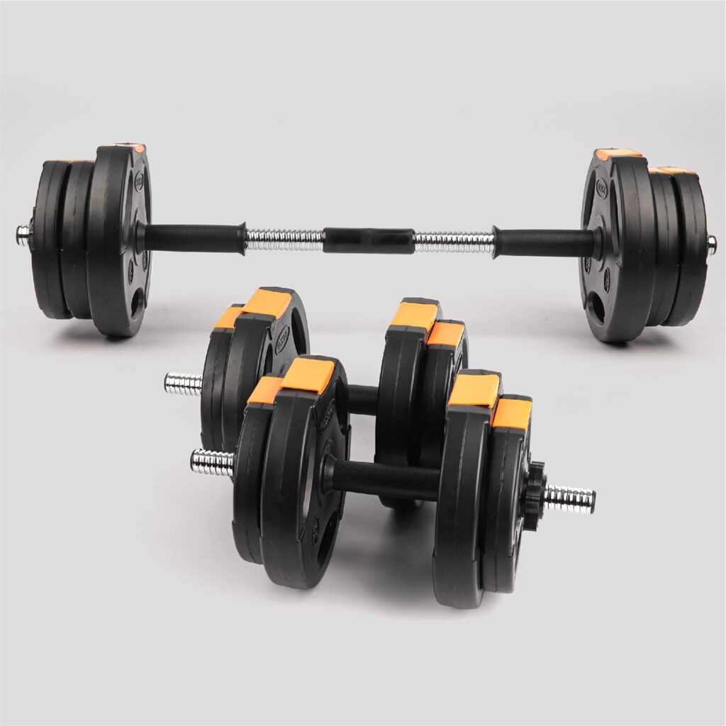 Phoenix Fitness Dumbbells Weight Set - Adjustable 2-in-1 Barbell Set for Exercise, Muscle and Strength Training - Weight: up to 15kg