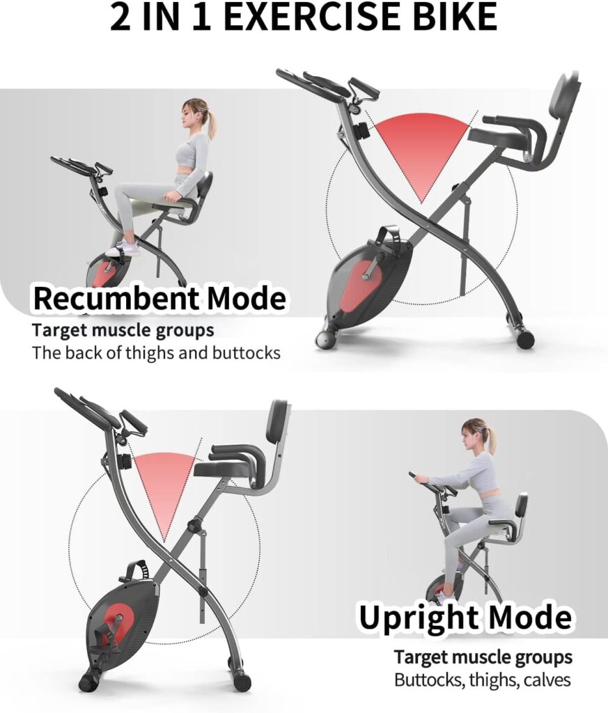 PROIRON 3-in-1 Folding Exercise Bike for Home Use | Upright and Recumbent Foldable Excercise Bike | Fold Away Excersize Bike with Resistance Bands, Fold up Stationary Bikes for Adults Indoor Training