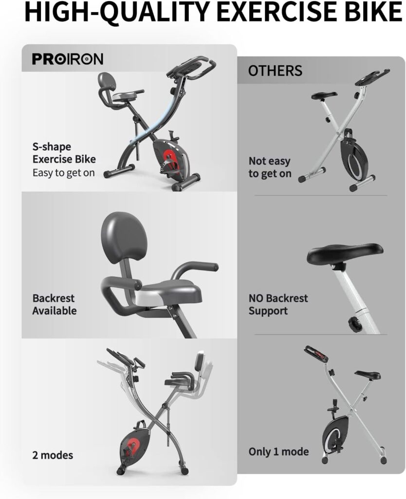 PROIRON 3-in-1 Folding Exercise Bike for Home Use | Upright and Recumbent Foldable Excercise Bike | Fold Away Excersize Bike with Resistance Bands, Fold up Stationary Bikes for Adults Indoor Training