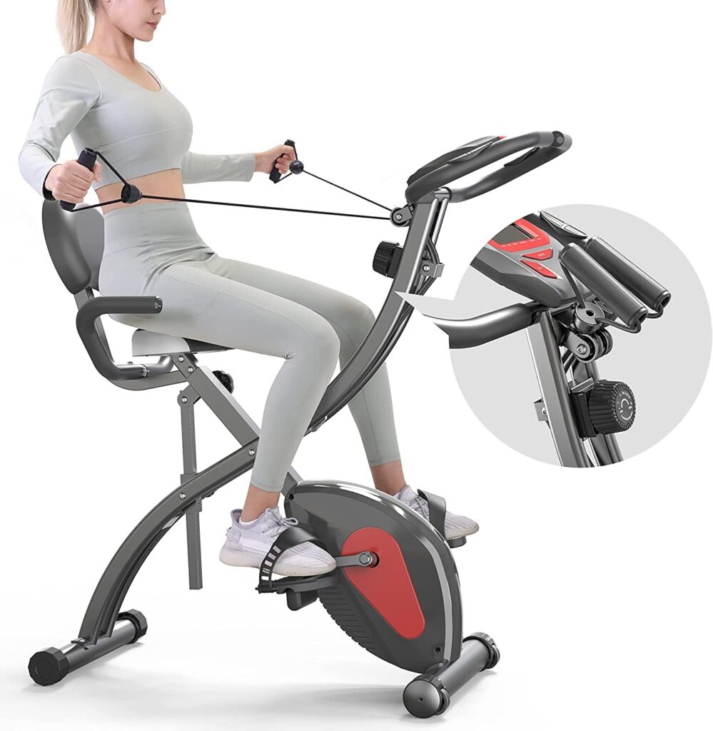 PROIRON 3-in-1 Folding Exercise Bike for Home Use | Upright and Recumbent Foldable Excercise Bike | Fold Away Excersize Bike with Resistance Bands, Fold up Stationary Bikes for Adults Indoor Training