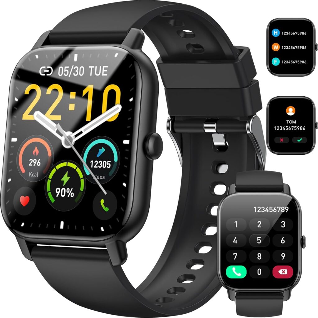 Smart Watch for Men Women Answer/Make Calls, 1.85 Smartwatch, Fitness Watch with Heart Rate Sleep Monitor, Step Counter, 100+ Sports, IP68 Waterproof Fitness Smartwatches Compatible with Android IOS
