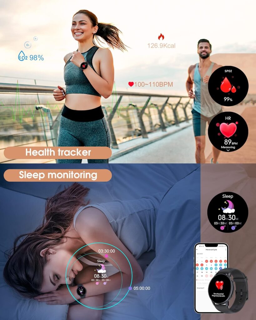 Smart Watches for Women, 1.32 Touch Display Fitness Tracker Watch with Female Health Tracking/Spo2/Heart Rate/Sleep Monitor/IP68 Waterproof Outdoor Sports Step Counter Watches for Android iPhone