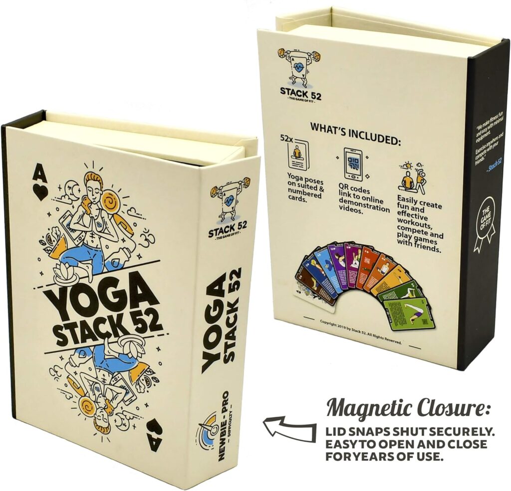 Stack 52 Yoga Exercise Cards: Designed by Certified Yoga Instructor. Video Instructions Included. Beginner to Advanced Poses and Asana Workout Games. Improve Fitness and Flexibility (Base Deck)