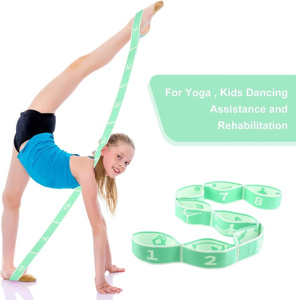 Stretching Strap, Multi-Loop Elastic Yoga Stretch Strap Flexible Stretch Resistance Bands Stretching Equipment for Physical Therapy, Pilates, Yoga, Dance, Gymnastics Exercise (Green)