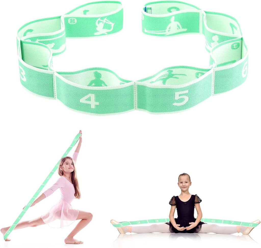 Stretching Strap, Multi-Loop Elastic Yoga Stretch Strap Flexible Stretch Resistance Bands Stretching Equipment for Physical Therapy, Pilates, Yoga, Dance, Gymnastics Exercise (Green)