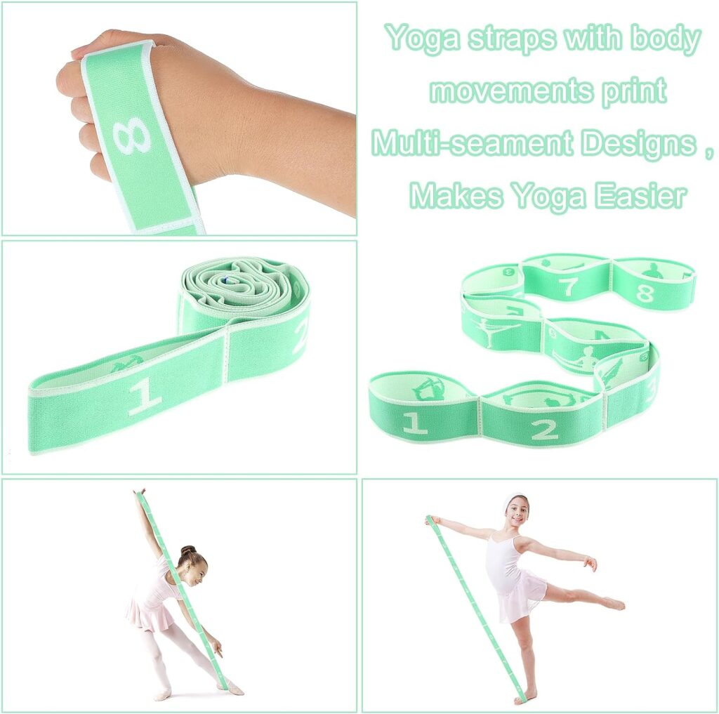 Stretching Strap, Multi-Loop Elastic Yoga Stretch Strap Flexible Stretch Resistance Bands Stretching Equipment for Physical Therapy, Pilates, Yoga, Dance, Gymnastics Exercise (Green)