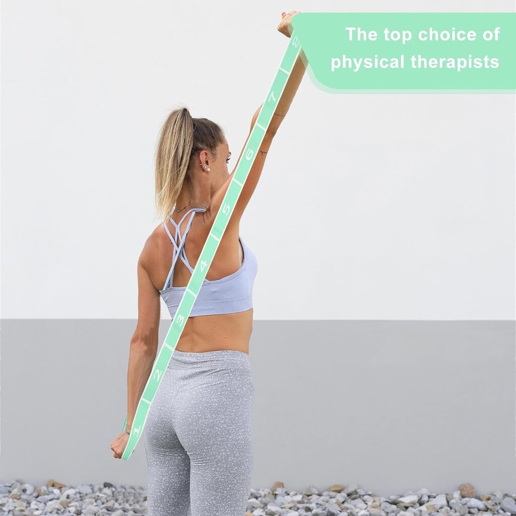 Stretching Strap, Multi-Loop Elastic Yoga Stretch Strap Flexible Stretch Resistance Bands Stretching Equipment for Physical Therapy, Pilates, Yoga, Dance, Gymnastics Exercise (Green)