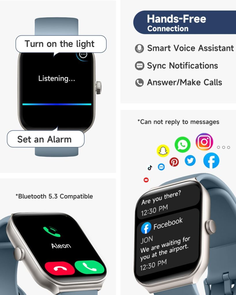 TOOBUR Smart Watch for Women Alexa Built-in, 1.95 Fitness Tracker with Answer/Make Calls, IP68 Waterproof/Heart Rate/Blood Oxygen/Sleep Tracker/100 Sport Modes, Fitness Watch Compatible Android iOS