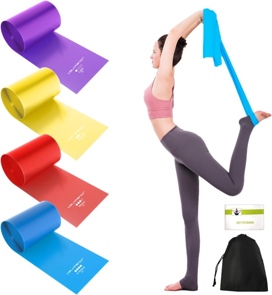 VALYPANOR Resistance Bands 2 m Fitness Bands Set of 4 Exercise Bands with 4 Resistance Levels for Yoga, Pilates, Crossfit, Muscle Building, Physiotherapy with Carry Bag Exercise Instructions