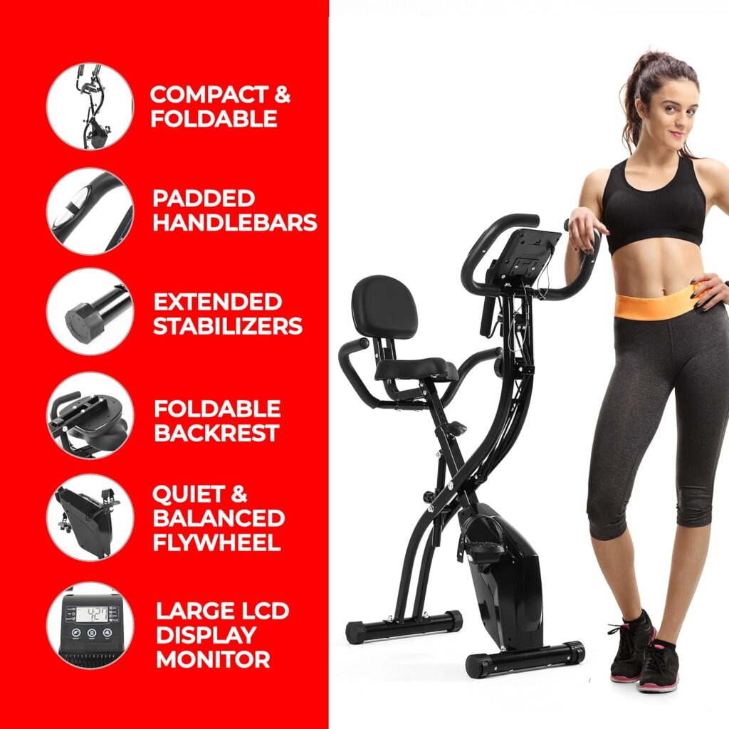 VRAi Fitness SXB-350 Bluetooth Smart Folding Exercise Bike-Kinomap Smartphone App Compatible and Live Video Streaming Classes-Our Magnetic Resistance Folding Bike is Best Exercise Bikes for Home Use