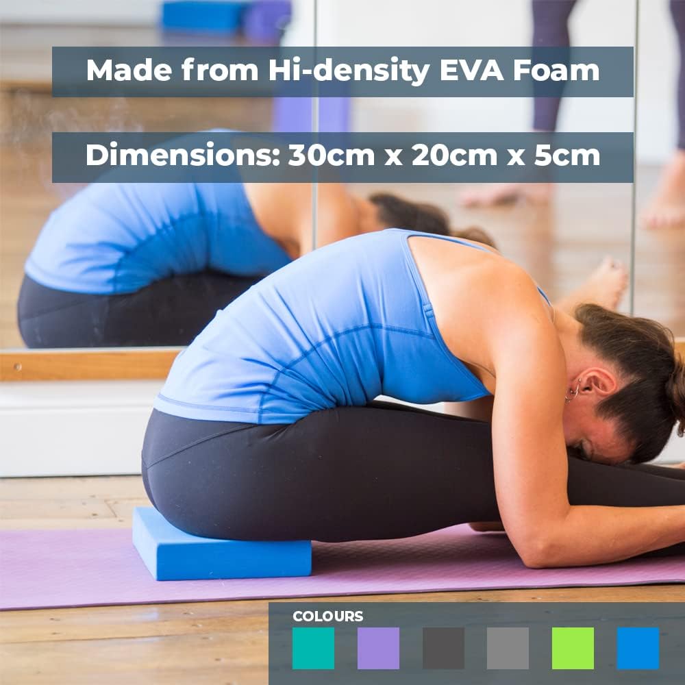 Yoga-Mad EVA Yoga Block, High Density Non Slip Block for Yoga, Pilates and Home Workouts, 30cm x 20cm x 5cm