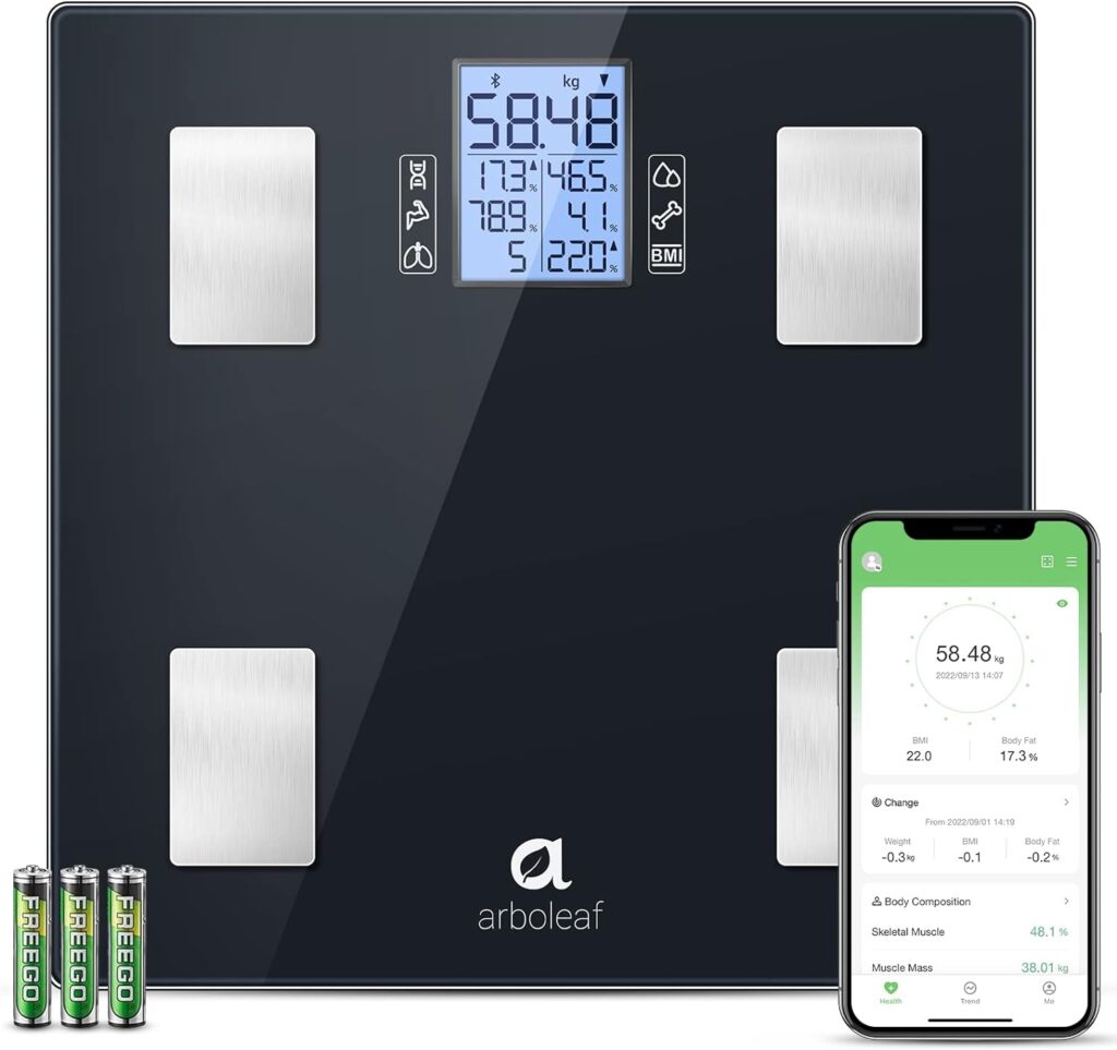 arboleaf Scales for Body Weight, Smart Bathroom Scales Body Composition Monitors with 14 Measurements, High Precision Measuring Body Fat Scales for Weight, Muscle Mass, BMI etc, 28st/180kg/400lb