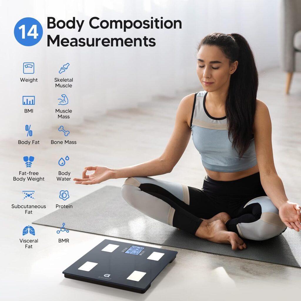 arboleaf Scales for Body Weight, Smart Bathroom Scales Body Composition Monitors with 14 Measurements, High Precision Measuring Body Fat Scales for Weight, Muscle Mass, BMI etc, 28st/180kg/400lb