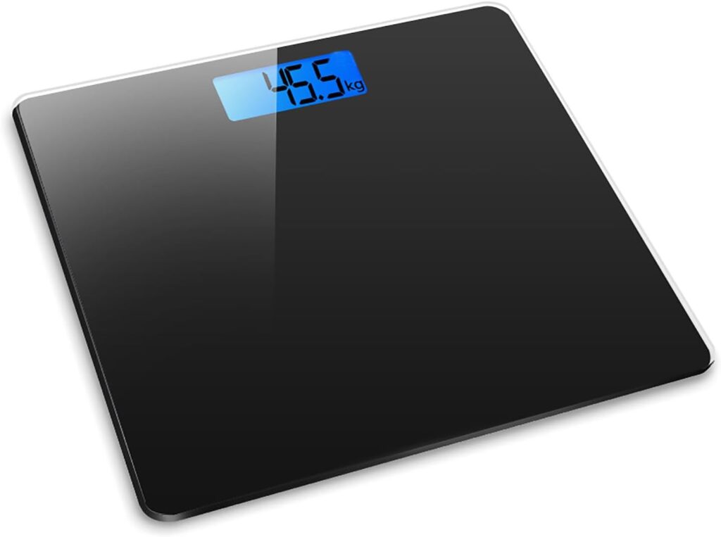 Digital Electronic Bathroom Scale Bath Scales Body Weight 28x28cm 180KG Platform Backlit Display Weight Management Black Silver White (Black)