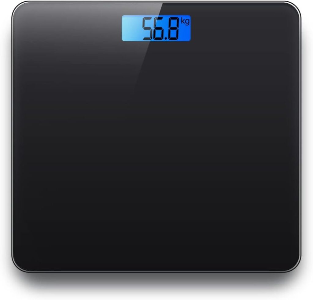 Digital Electronic Bathroom Scale Bath Scales Body Weight 28x28cm 180KG Platform Backlit Display Weight Management Black Silver White (Black)