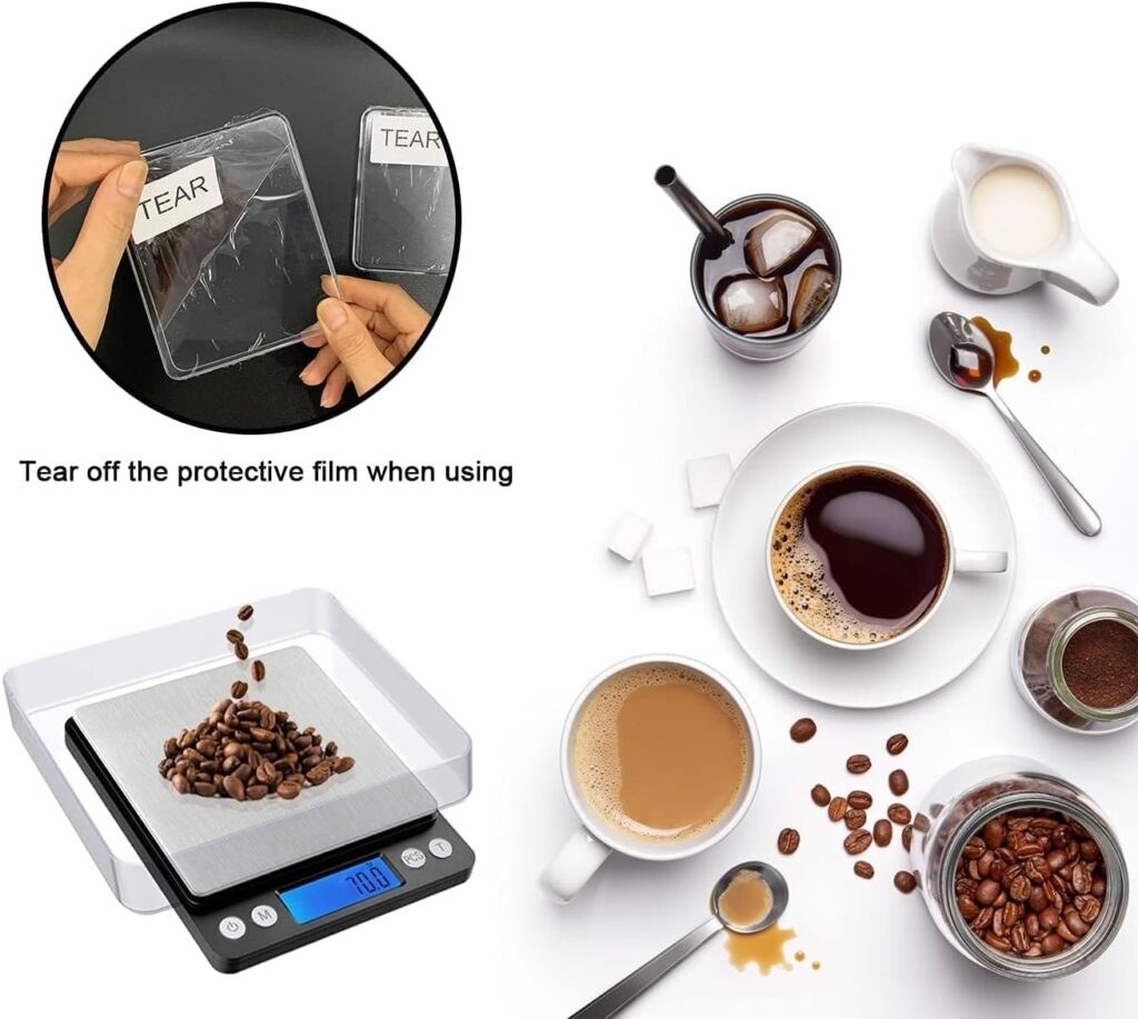 Digital kitchen Scales 3000g / 0.1g High-precision Mini Food Scales with Backlit LCD Display Stainless Steel Multifunctional Scale With 2 Weighing Pans Batteries Included(Pocket Scale 3kg)