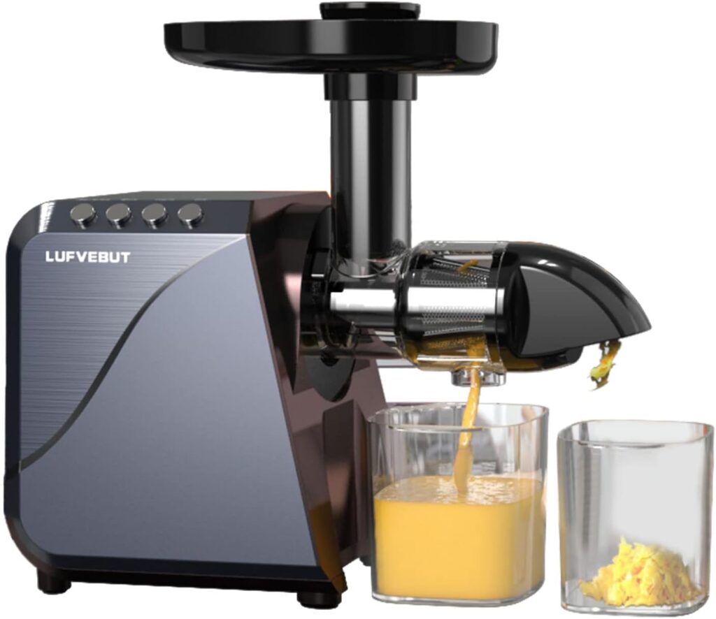 Juicer Machine, Cold Press Juicer 250W, Masticating Slow Juicers for Fruits and Vegetables, Juice Extractor Easy to Assemble Clean, with Overheat Protection, BPA Free, Quiet Motor Reverse Function