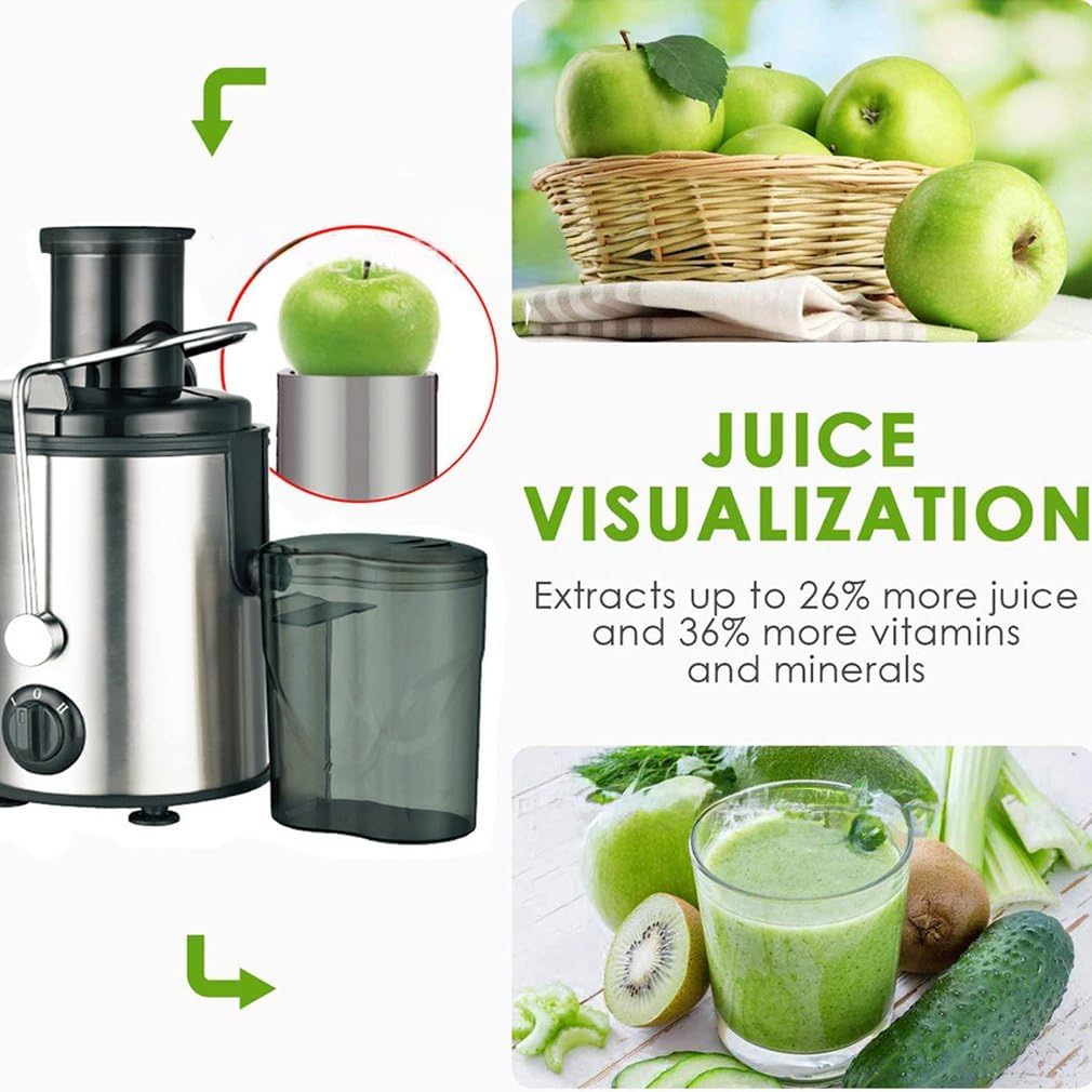 Juicer Machines,1000W Whole Fruit and Vegetable Juice Extractor, Centrifugal Juicer Machine, Stainless Steel Portable Smart Juicer,BPA-Free, Easy to Clean (Silver)