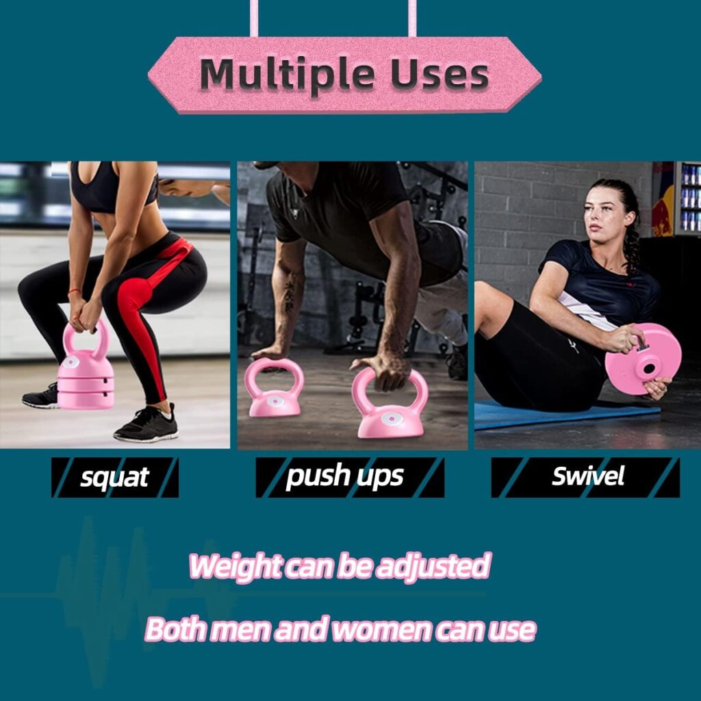 Kettlebell, Adjustable Kettlebell Weights 5lbs, 8lbs, 9lbs, 12lbs, Exercise Handle Grip Kettlebells Great for Home or Gym Workout Free Weights Men Women Full-Body.