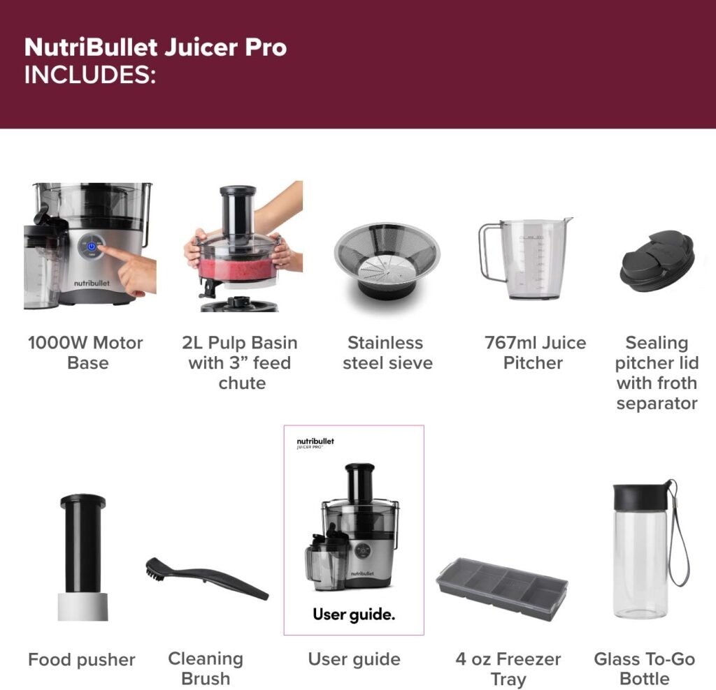 Nutribullet NBJ-200 Juicer Pro Compact 2 Litre Pulp Basin 1000 W Black, Silver