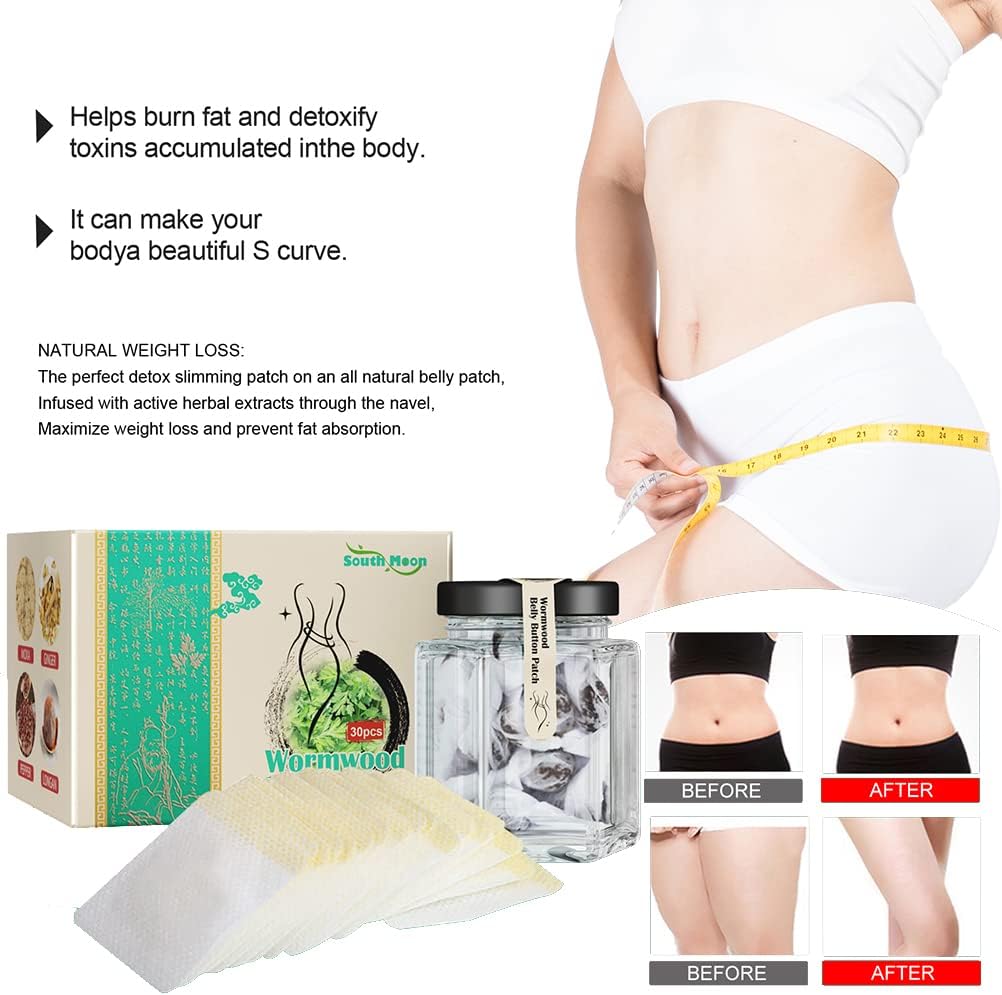 Oyria 30 Pcs Detox Slimming Belly Pellet Wormwood Navel Sticker Detox Slimming Patch Lose Weight Chinese Herbal Belly Sticker Slimming Slimmer Weight Loss