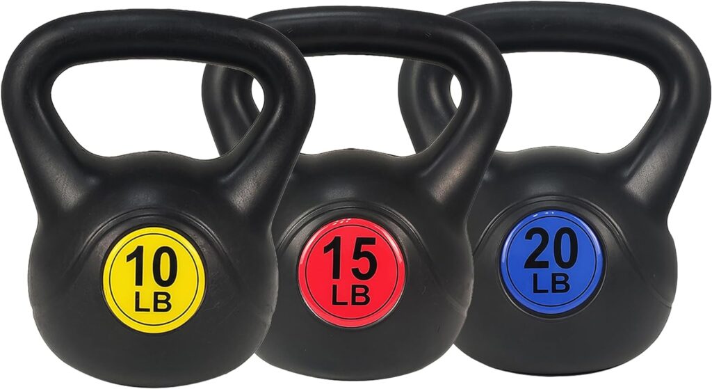 Signature Fitness ​Wide Grip Kettlebell Exercise Fitness Weight Set, Set of 3 or Set of 4 Kettlebells