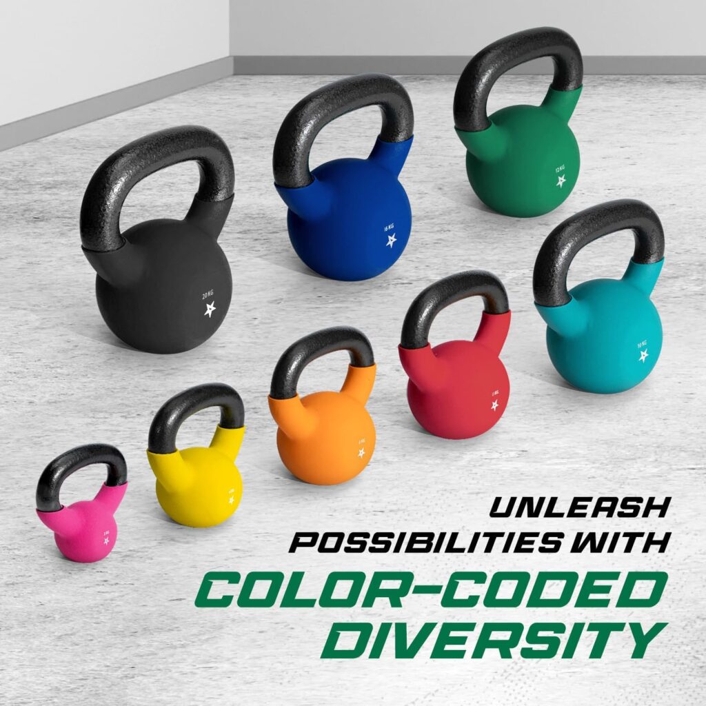 Yes4All 2-20kg Neoprene Coated Cast Iron Kettlebell, Kettle Bell Weight Sets for Home Gym Fitness Weight Training - Multicolor Kettlebells