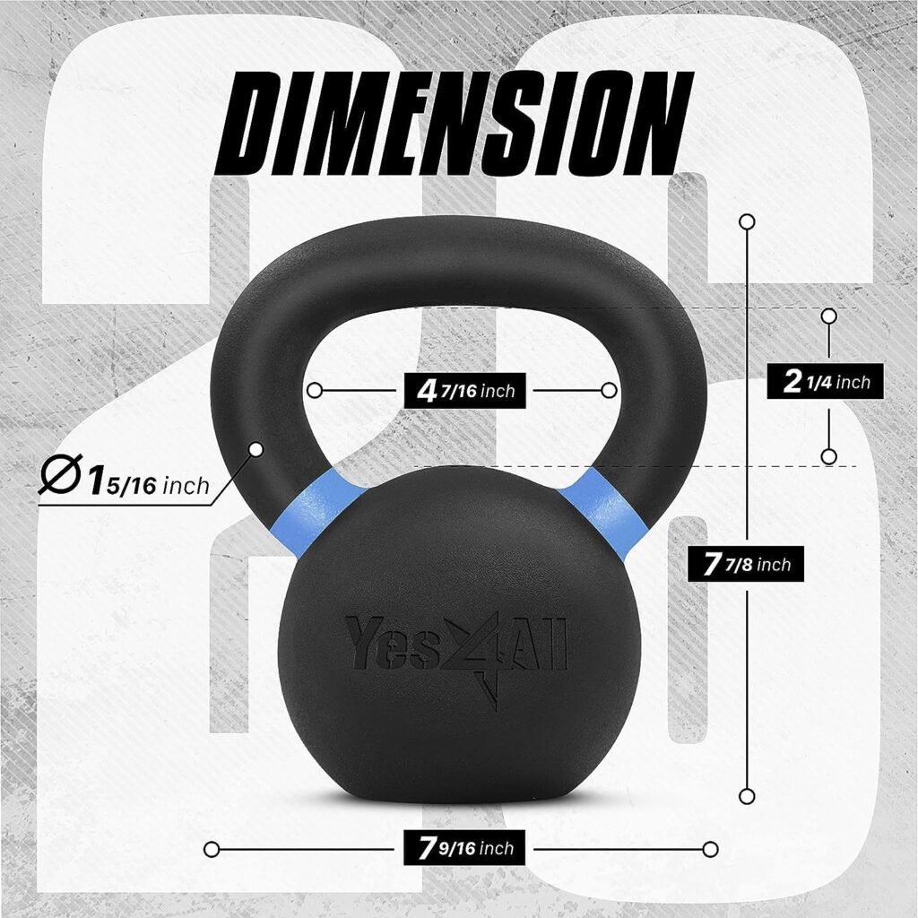 Yes4All 4-32kg Powder Coated Kettlebells Cast Iron, Kettlebell Weight Sets for Home Gym Fitness Weight Training